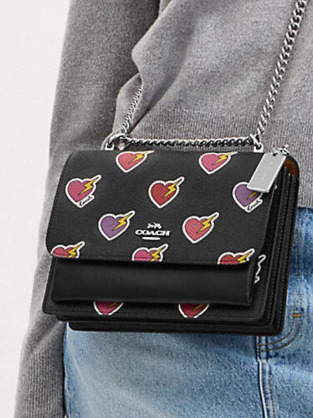 Klare Crossbody Bag With Heart Bolt Print